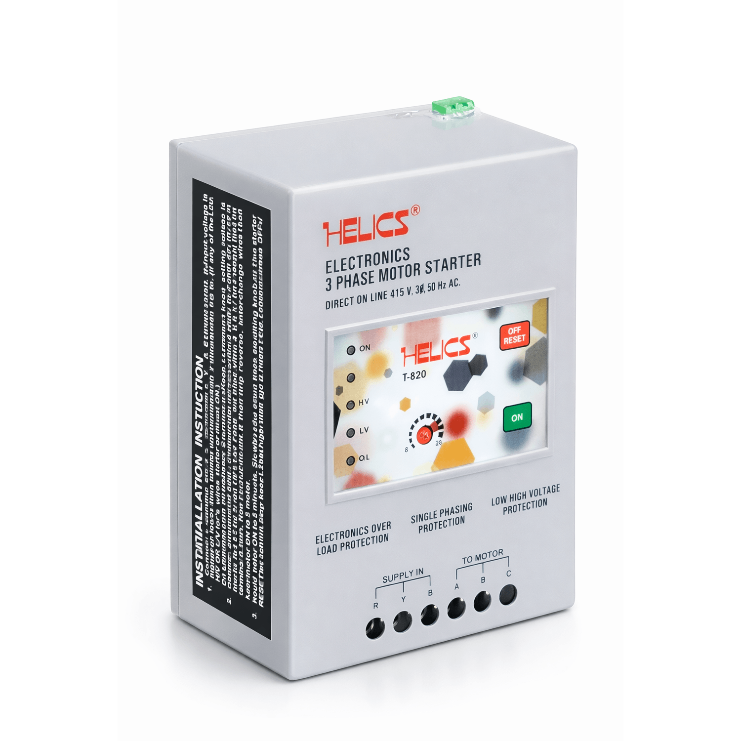Helics 3 Phase Motor Starter with Overload and Voltage Protection Panel